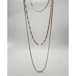 Vintage Napier Necklace Three Strand Layering Serpentine Oval Link 20-28" Length